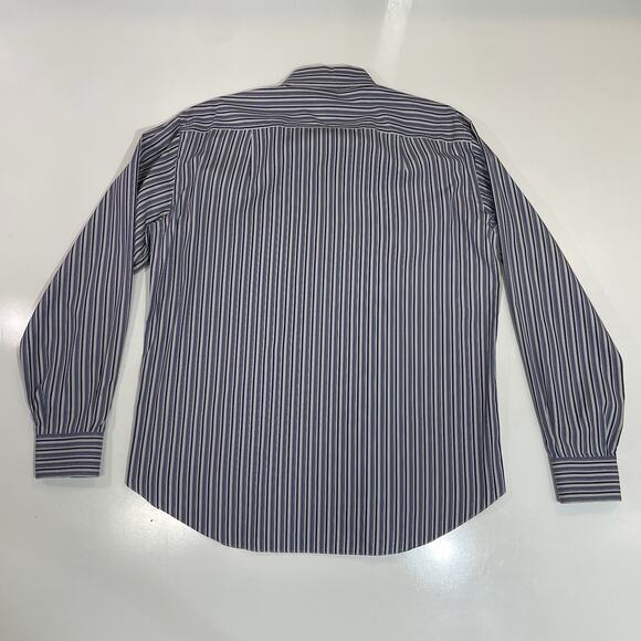 VTG Brioni Men’s Shirt Blue White Stripe Long Sleeve Dress Preppy Cotton Formal - Picture 7 of 7